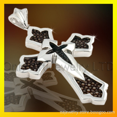 CZ Inlaid Customized Cross Sterling Silver Pendant